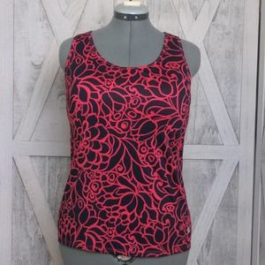 T by Talbots Dark Navy / Pink Floral Racerback Workout Top Large